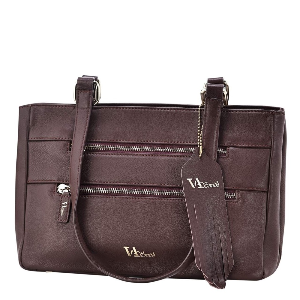 VA Smith Ann Leather Shoulder Bag in Plum/Brown